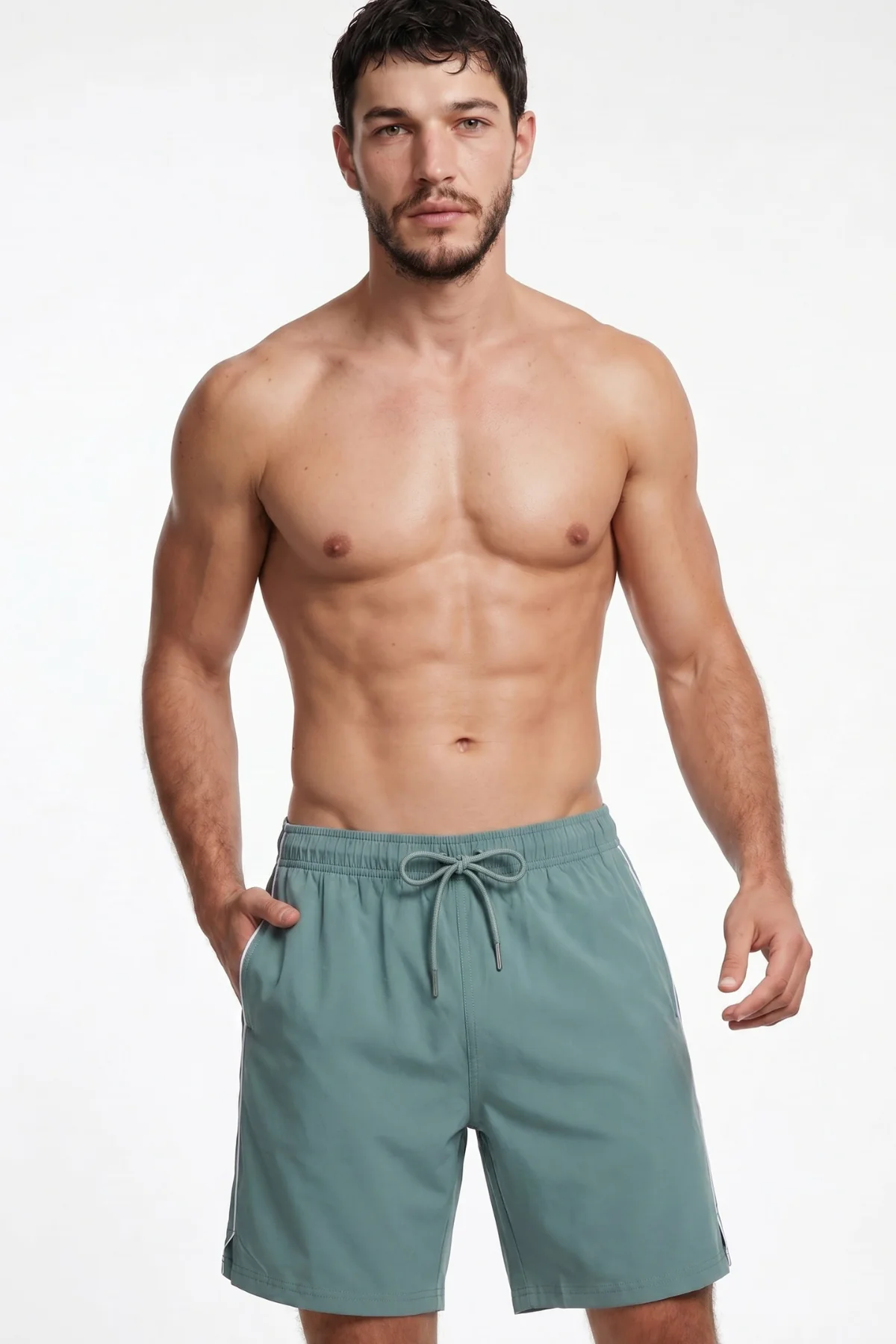 בגד ים לגברים אורך 7 אינץ' אפור - Image 3
