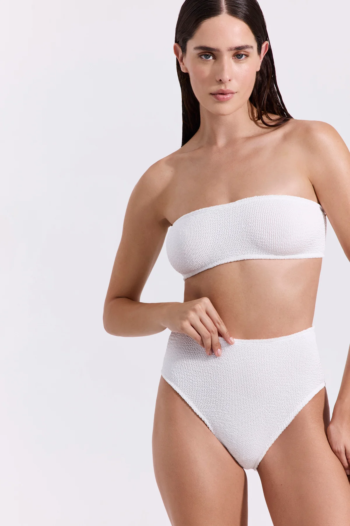 טופ ביקיני סטרפלס ONE SIZE לבן - Image 5
