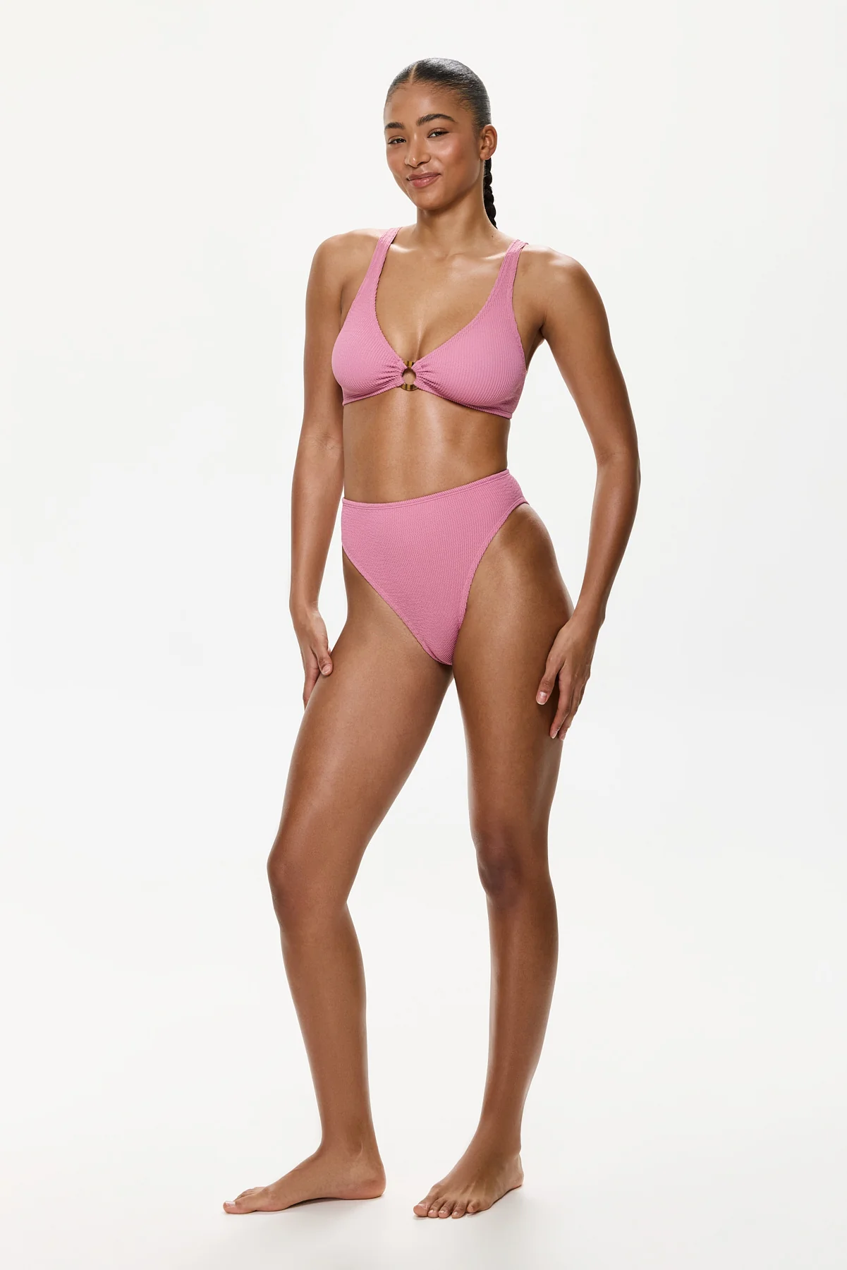 טופ ביקיני עם טבעת ONE SIZE ורוד - Image 3
