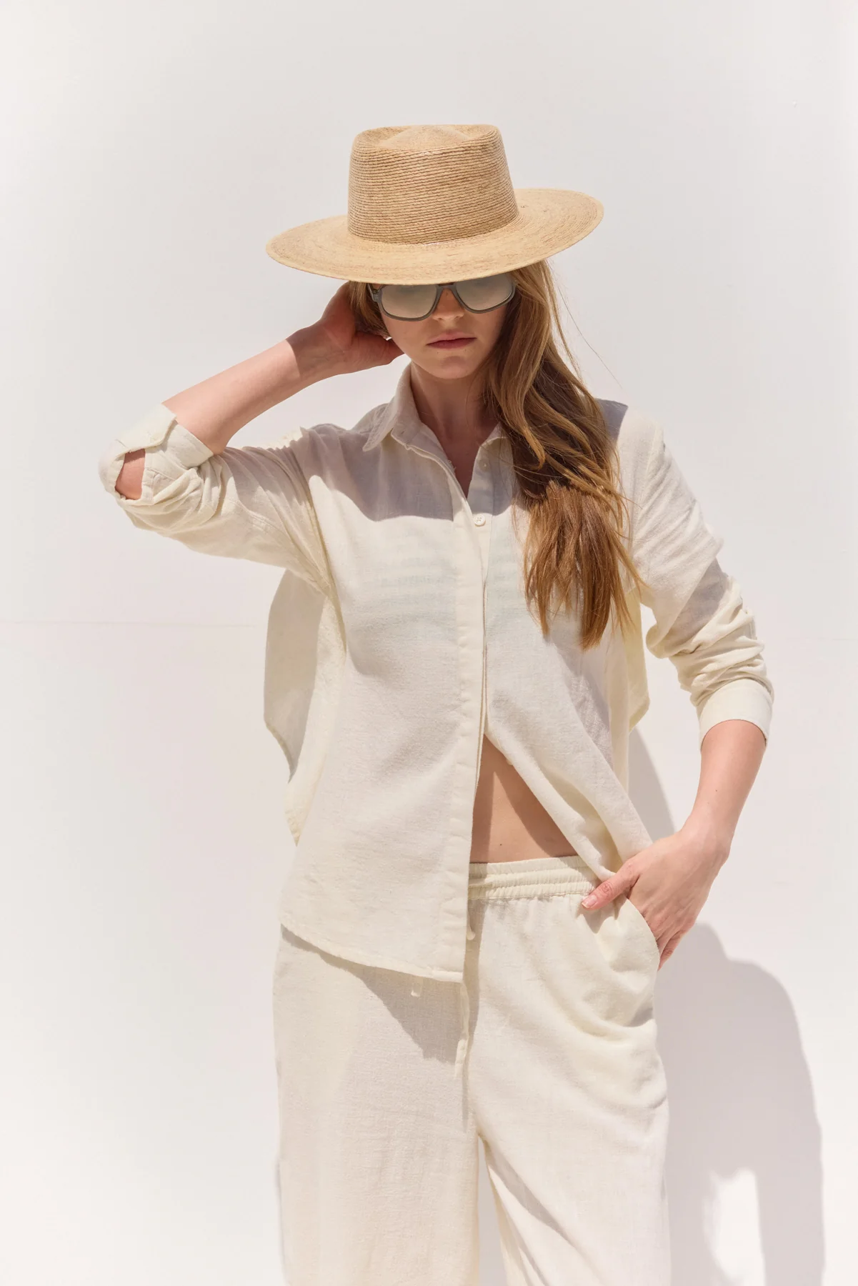 חולצה מכופתרת קרם SORRENTO - Image 5