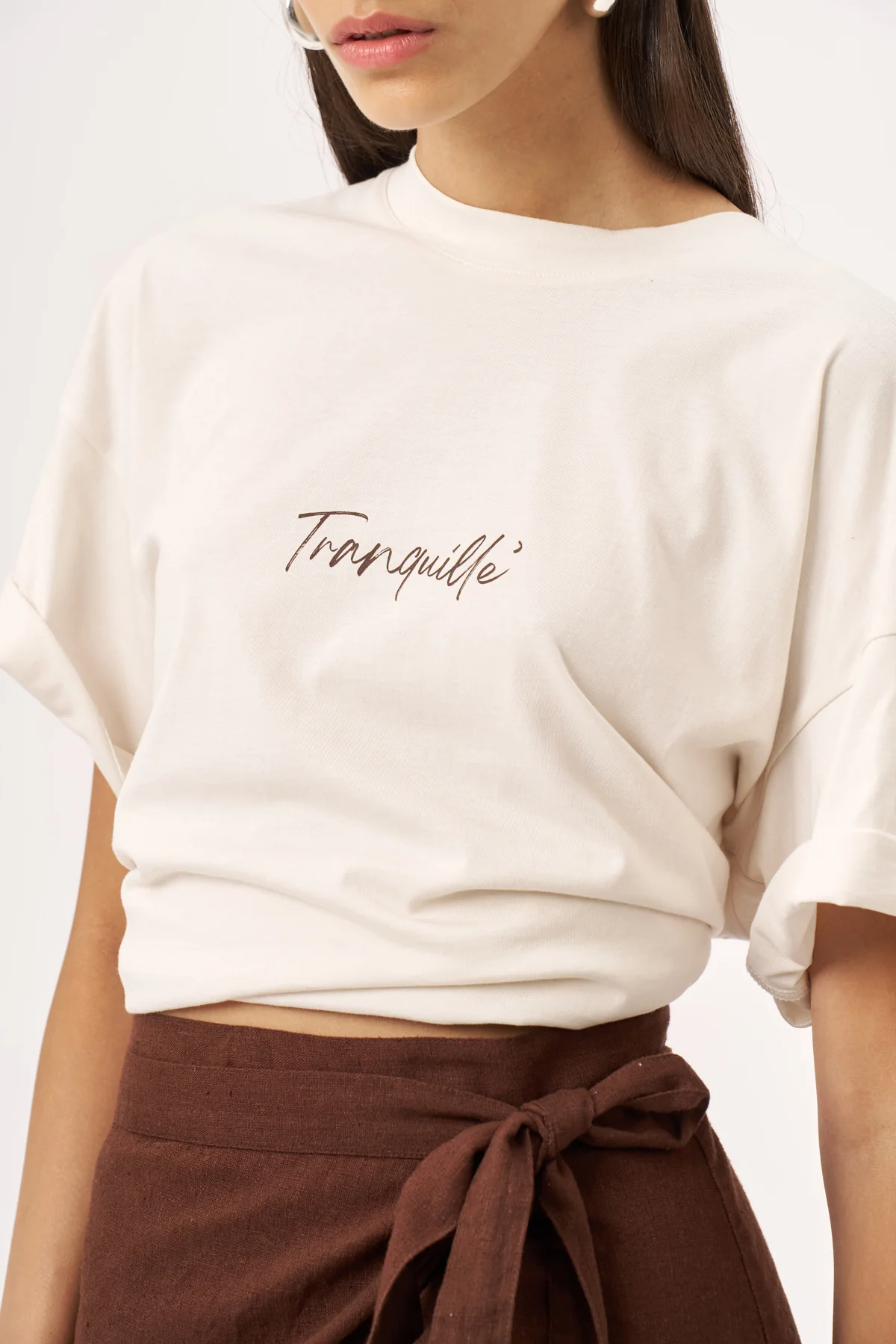 חולצת אוברסייז קרם TRANQUILLE' - Image 5