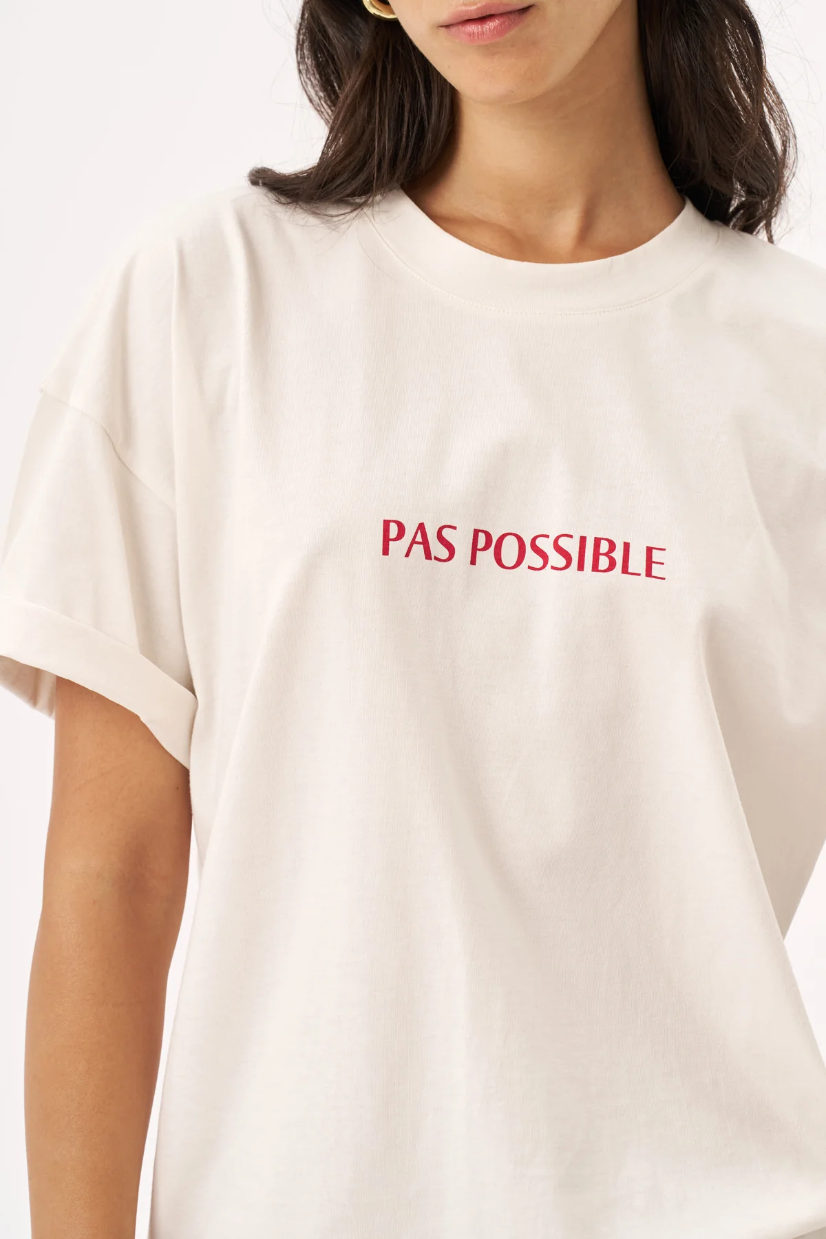 חולצת אוברסייז קרם PAS POSSIBLE - Image 4
