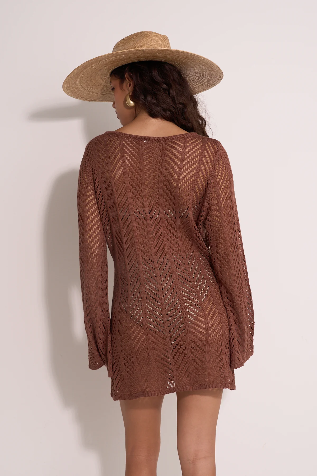 בגד חוף טוניקה קרושה חום - Image 6