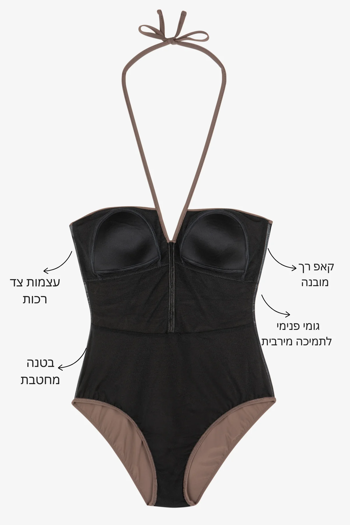 בגד ים אוברול סטרפלס שחור - Image 4