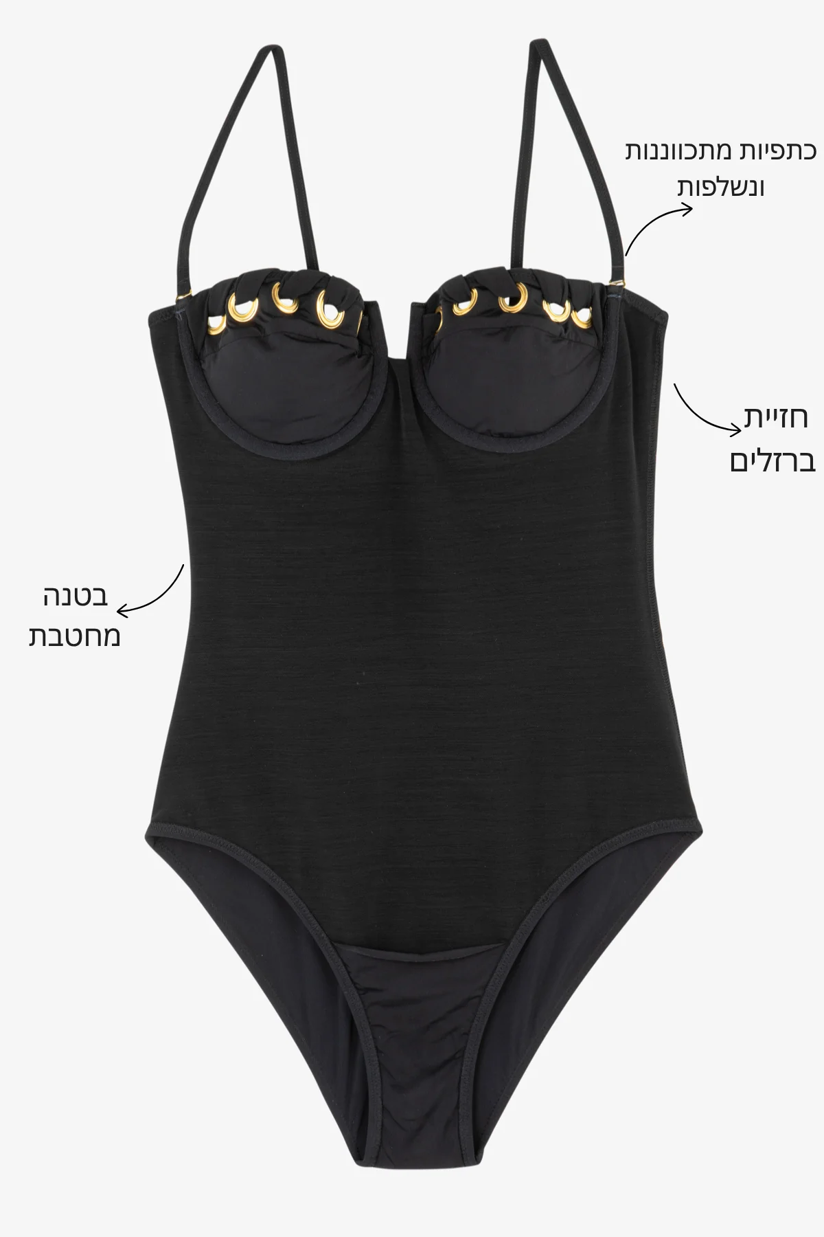 בגד ים שלם סטרפלס שחור - Image 9
